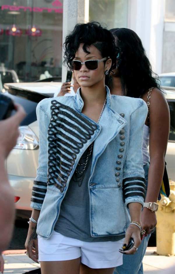 Rihanna, Balmain Denim Military Jacket 2013