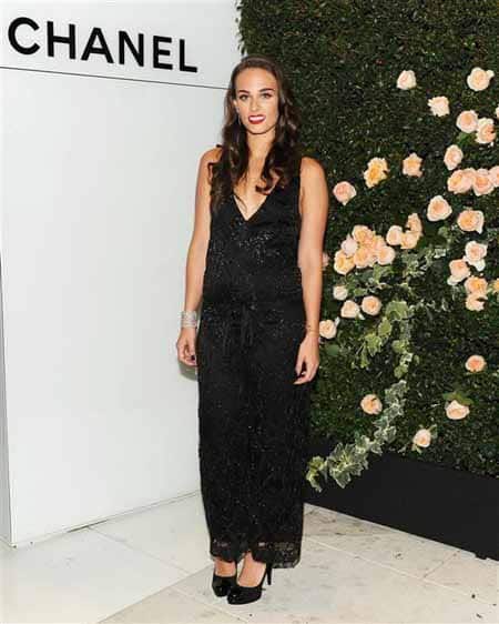 kate bosworth wearing a blouse and boucle tweed skirt 2012