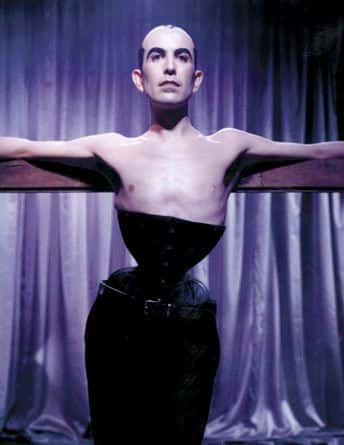 Mr Pearl a man wearing a corset