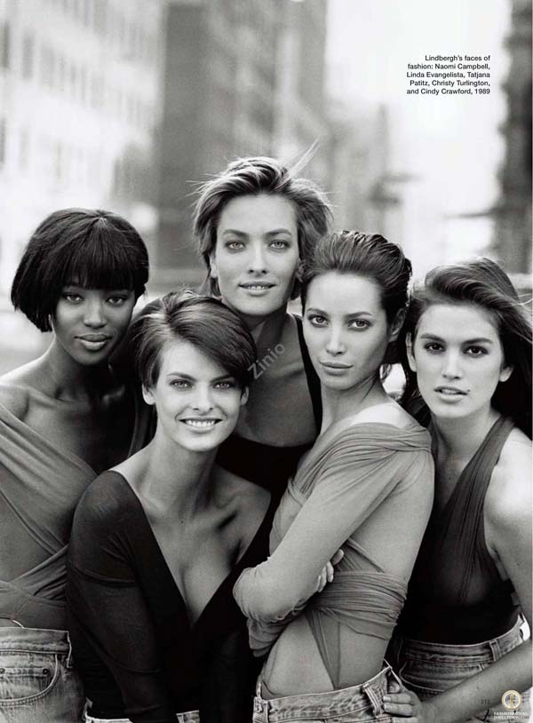 Cindy Crawford Tatjana-Patitz,-Helena Christensen Linda Evangelista Claudia Schiffer Naomi Campbell Karen Mulder and Stephanie Seymour Photographed by Peter Lindbergh Vogue (US)Wild At Heart1991