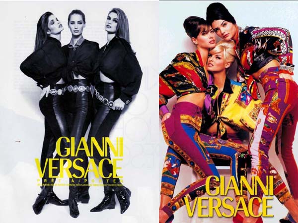stephanie seymour, christy turlington, cindy crawford linda evangelista and helena christensen fw 1991 gianni versace ad campaign-shot-by-herb-ritts