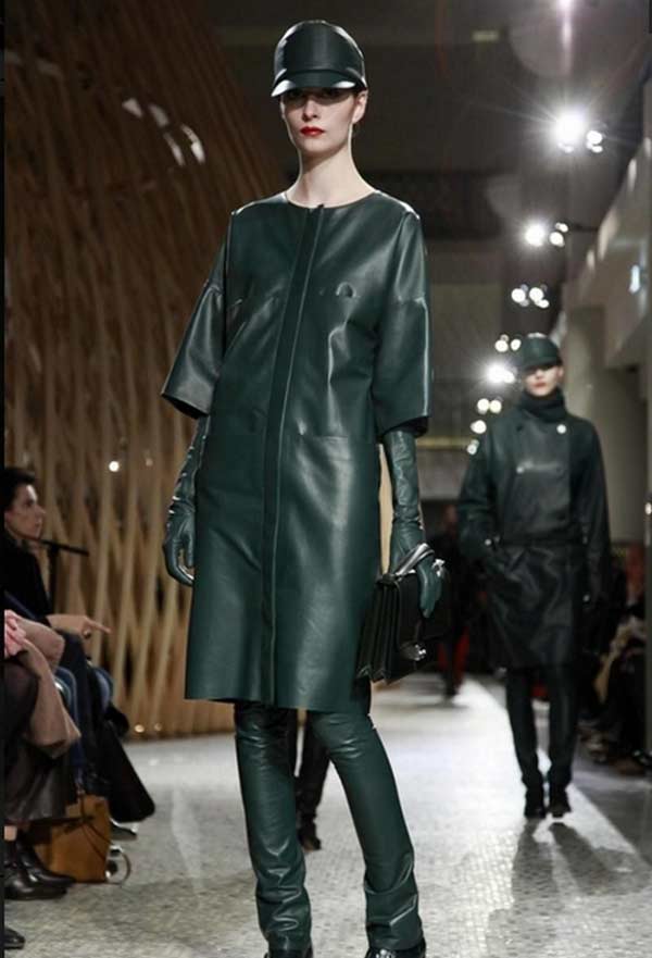 LOEWE Madrid - Leather lace dress & Coat green