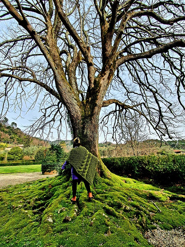 moss green cape wool