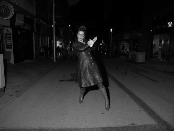 Gracie Opulanza - Wearing Black Leather Vintage coat 