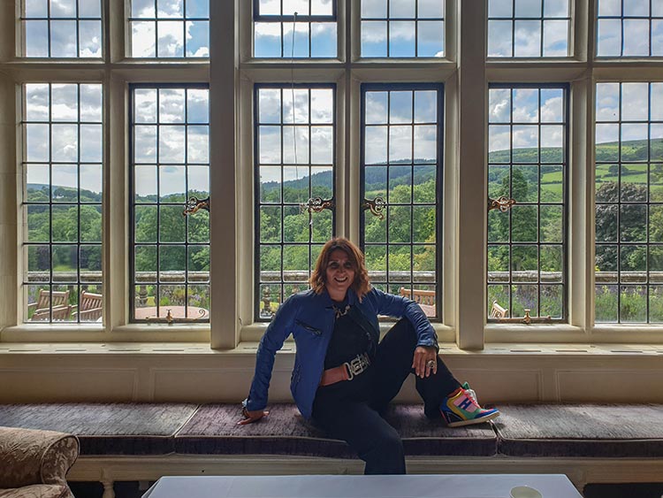 Gracie Opulanza Benheart Florence Italy blue leather jacket Bovey Castle (1)