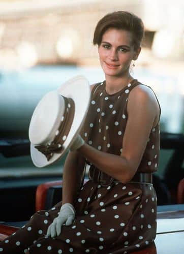 julia Roberts Pretty woman polka dot dress brown and white