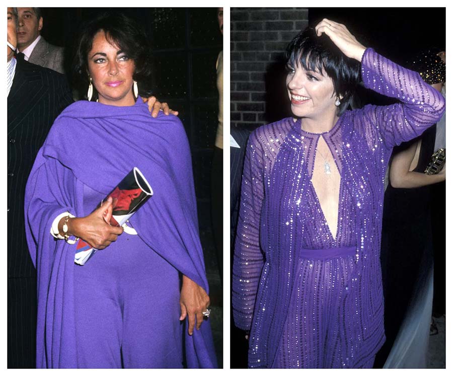 Elizabeth Taylor (in 1976, left) and Liza Minelli (in 1979, right) were among Halston's most loyal customers 
