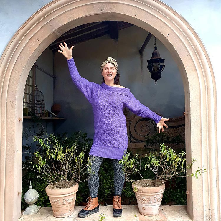 Merino Wool 2021 purple dress Gracie Opulanza made in italy