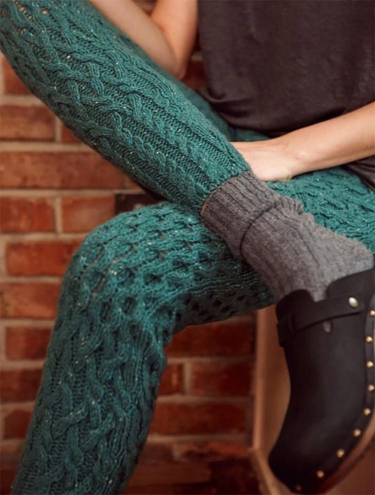 wool cableknit cashmere leggings