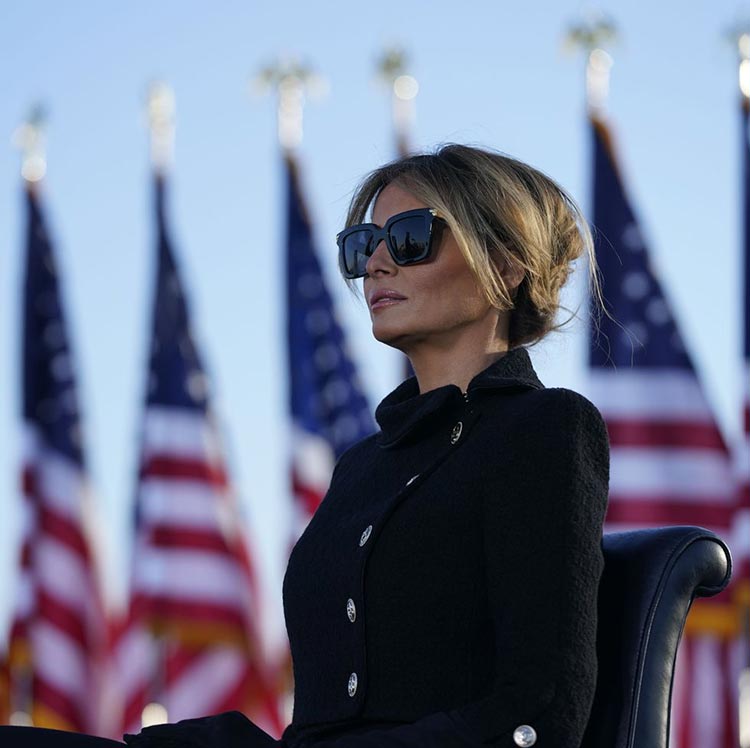 Melania Trump wearing combat military jacket 2021