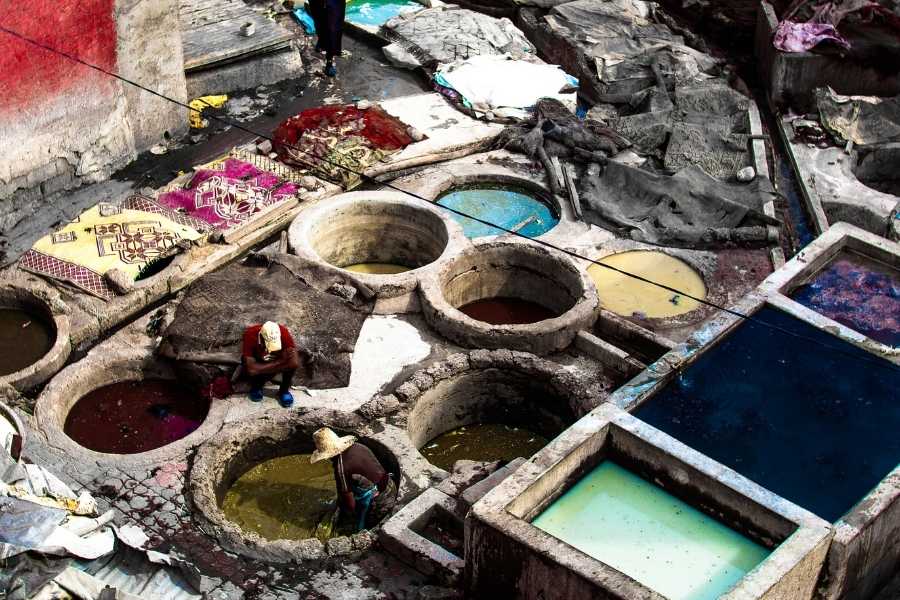 Chouara tannery during a trip to Fes in Morocco leather dying
