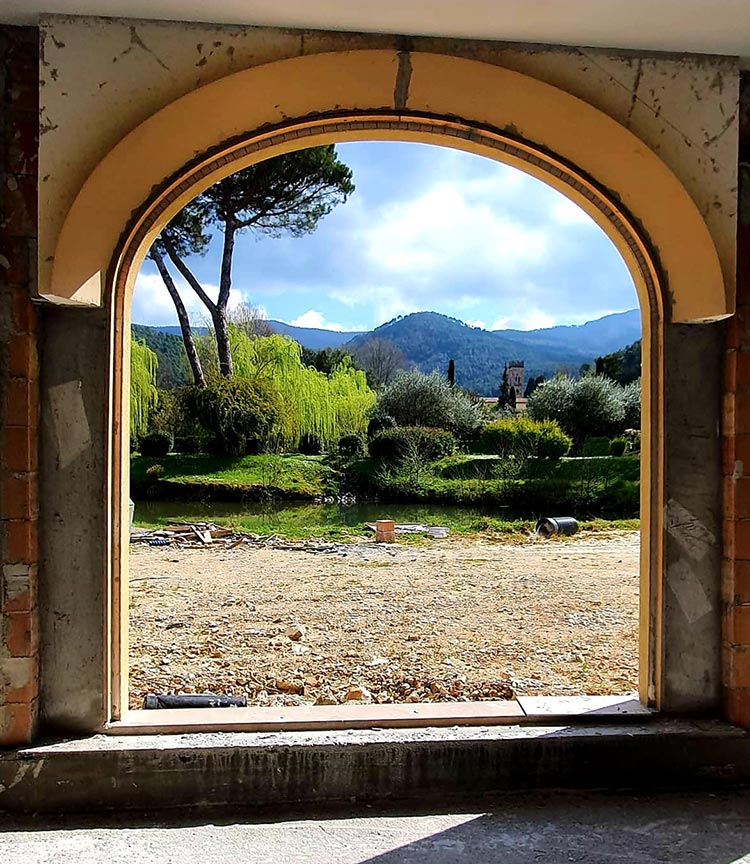 villa restoration window view