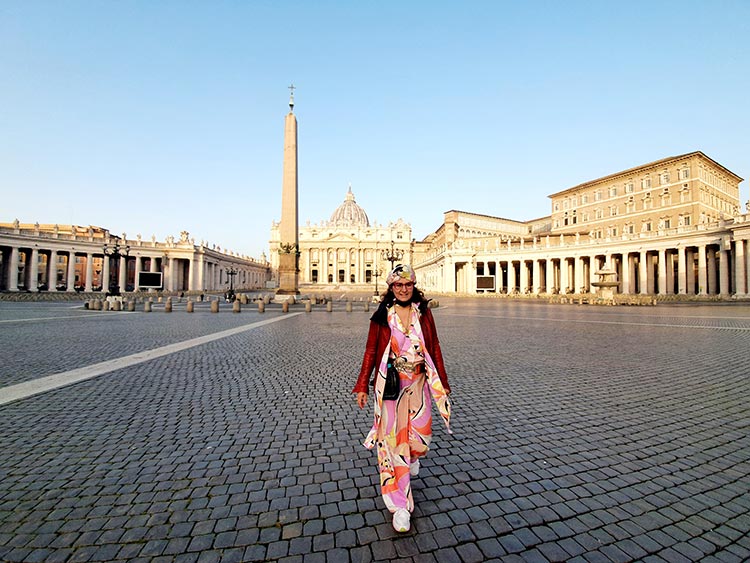 Gracie Opulanza Pucci print vintage onesie Rome italy Vatican City 2021 (1)