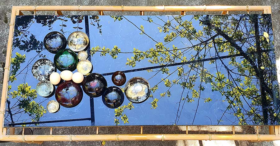 glass table outfdoor garden