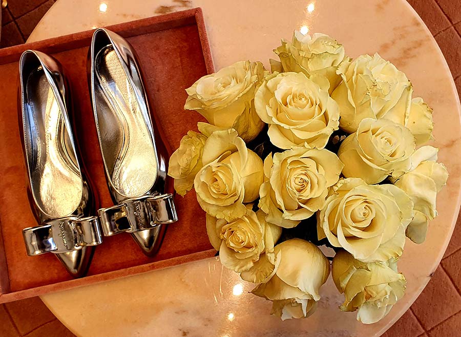 Salvatore Ferragamo silver flats shoes 2021