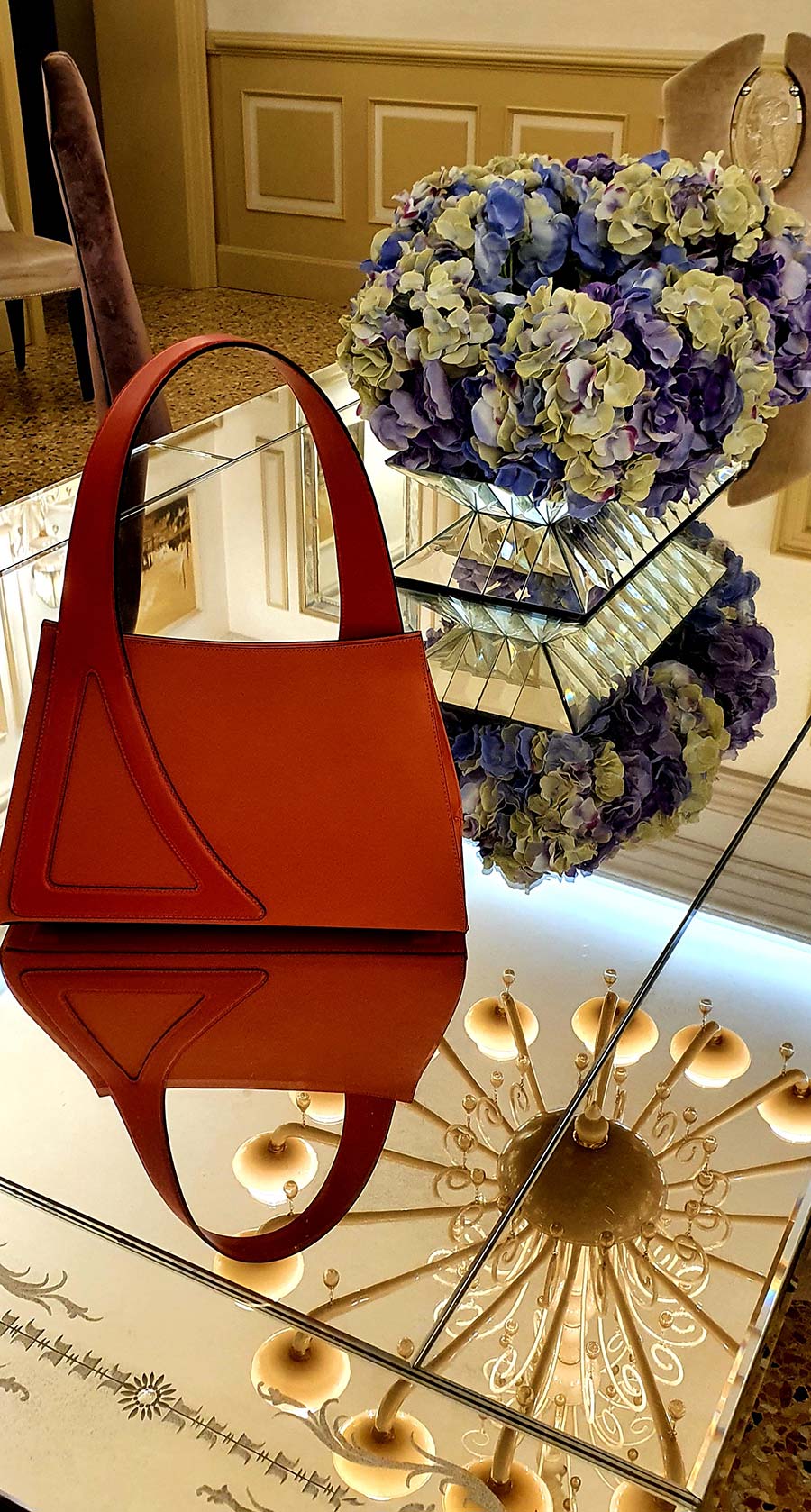 Michele Da Fina Venice luxury leather one handle bag orange (3)