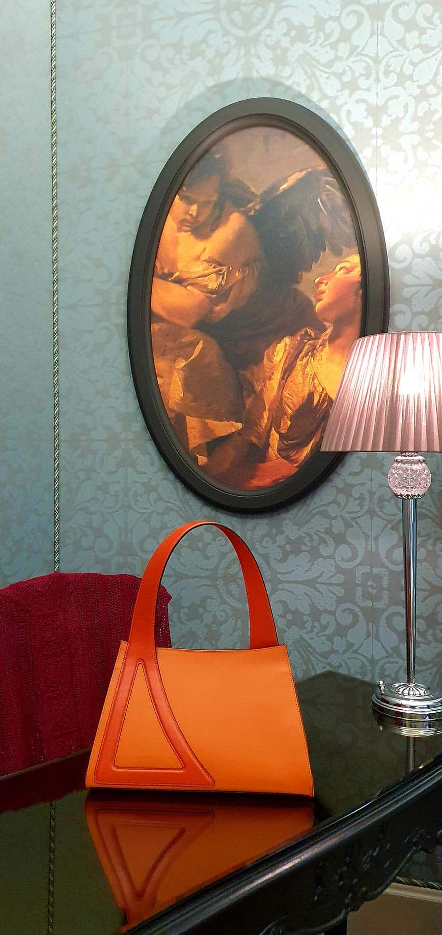 Michele Da Fina Venice luxury leather one handle bag orange (3)