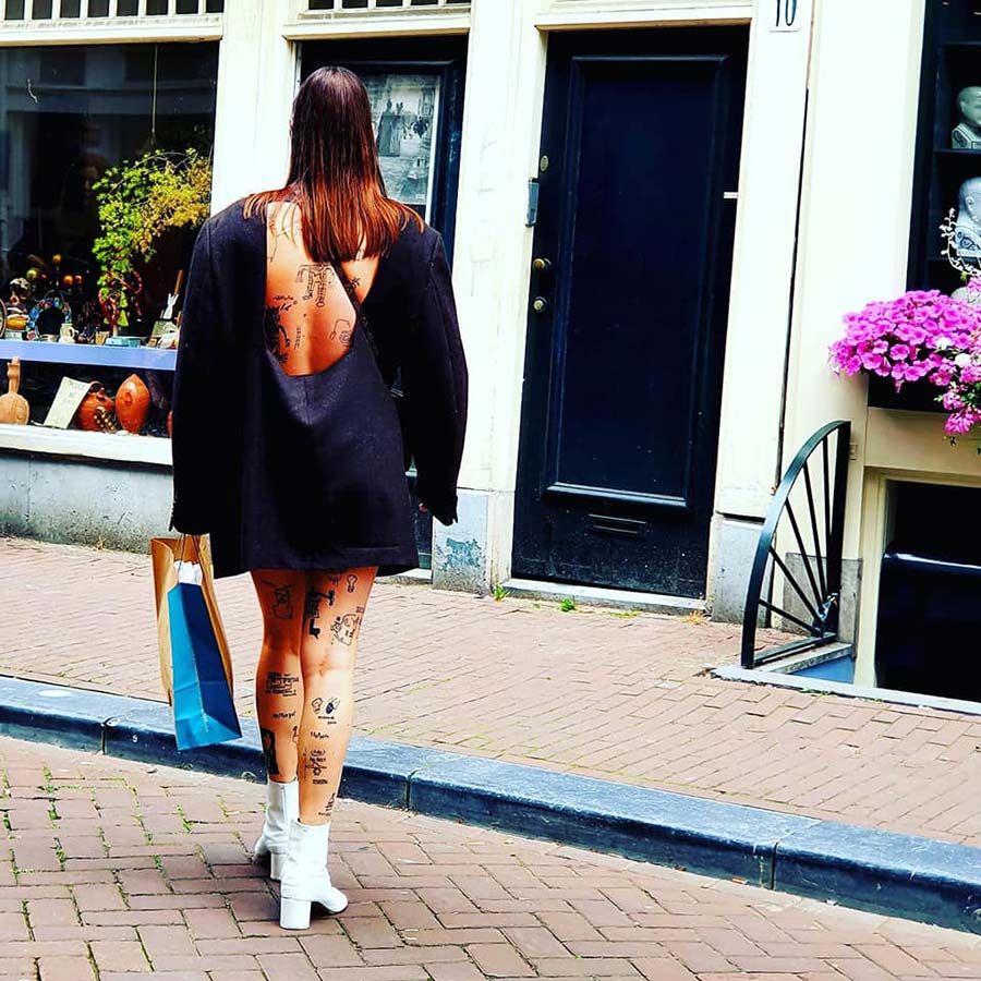 black dress white boots Amsterdam, streetstyle