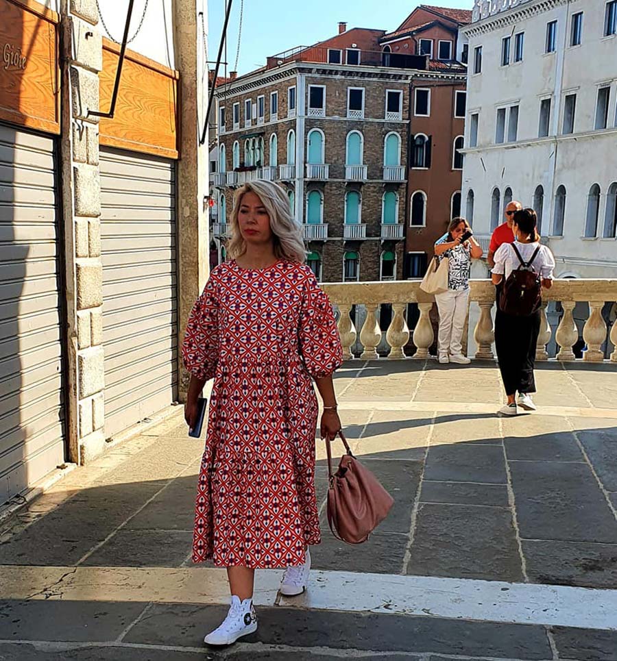 pink frills venice maxi dress