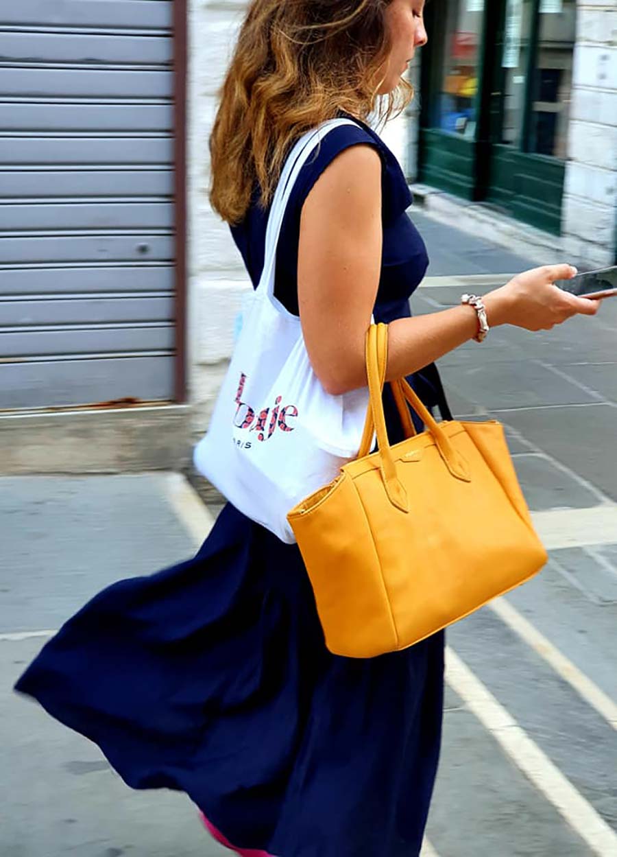 mustard tote bag