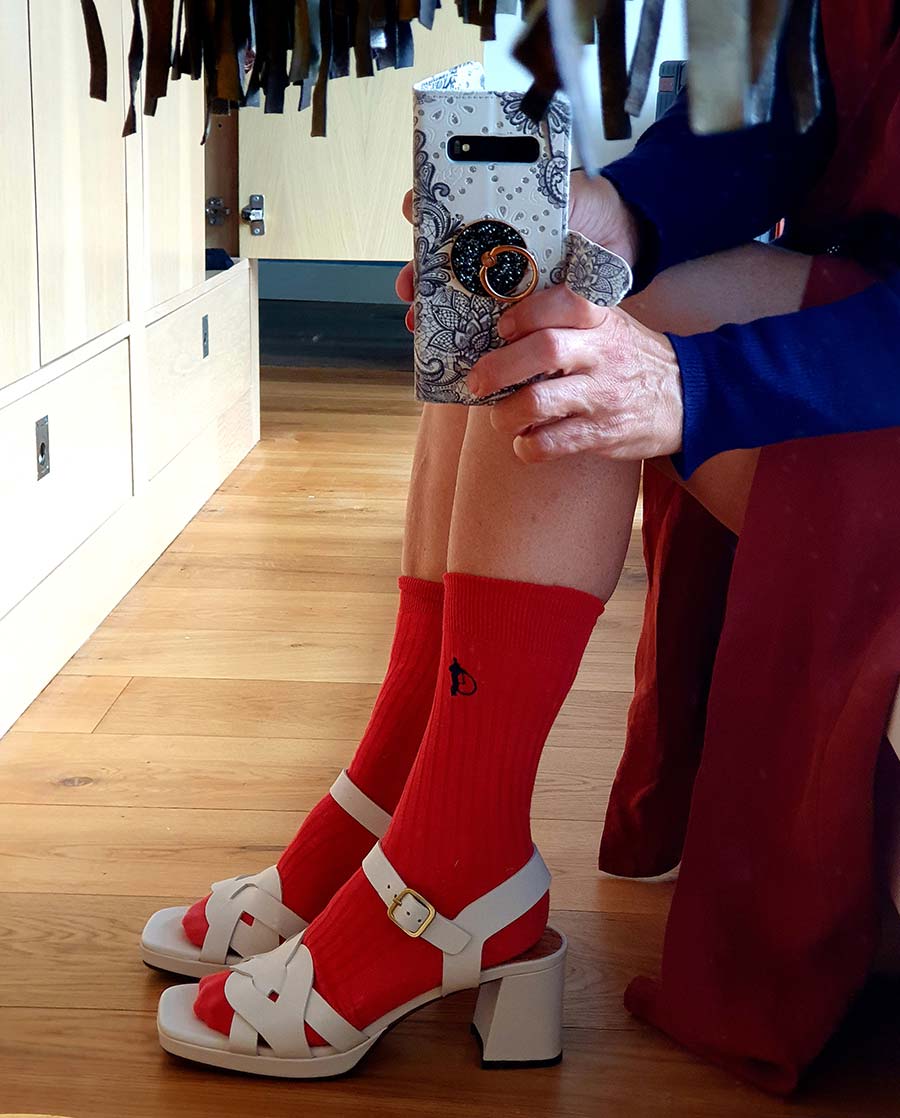 red Fashion For Fifty - Sandals With Socks Style Tips