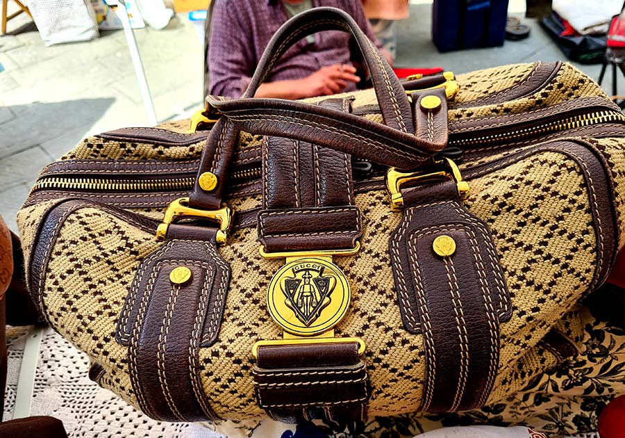 Suede aviatrix boston bag shield armored knight