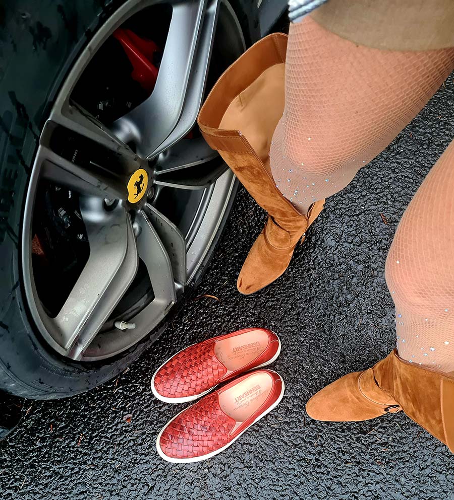 Benheart red leather trainers