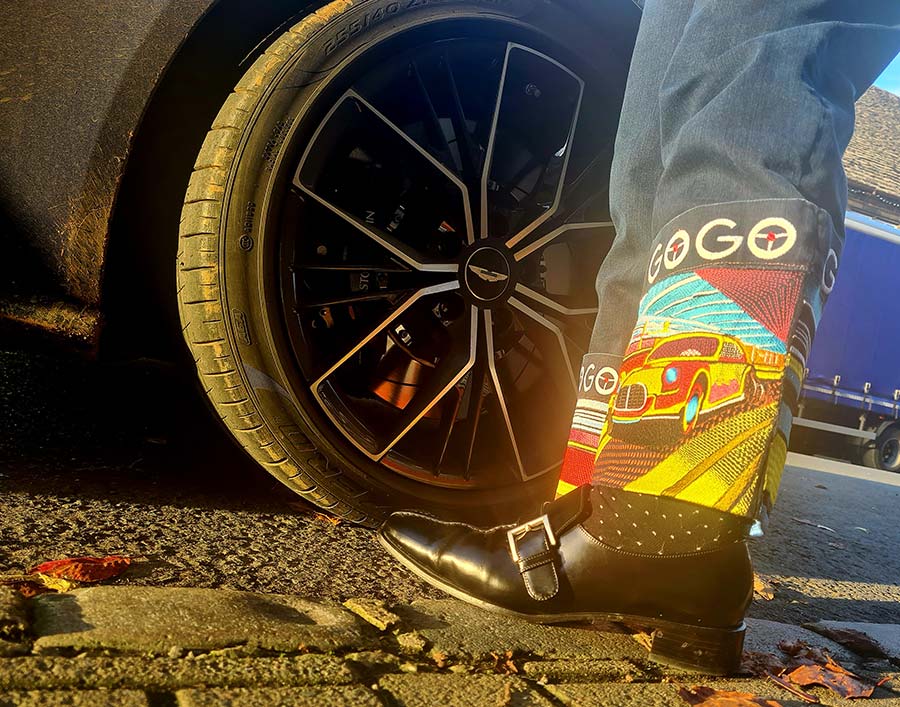 Kingfly embroidery Gracie Opulanza denim car jeans Aston Martin Vantage