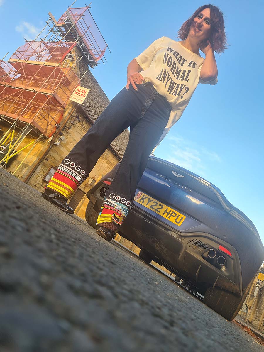 Kingfly embroidery Gracie Opulanza denim car jeans Aston Martin