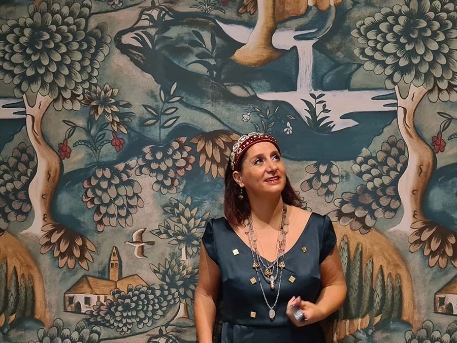 Gracie Opulanza wallpaper Cotswolds Hotel Spa Chipping Cameden Bespoke Dress (9)