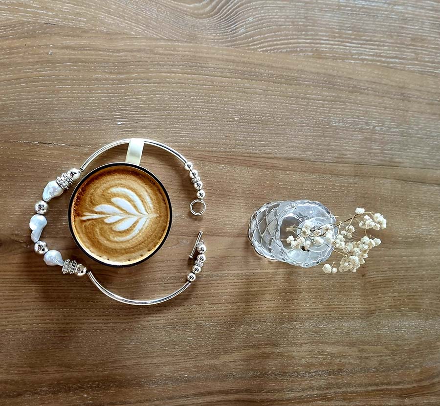 coffee fresh water pearls Gracie Opulanza