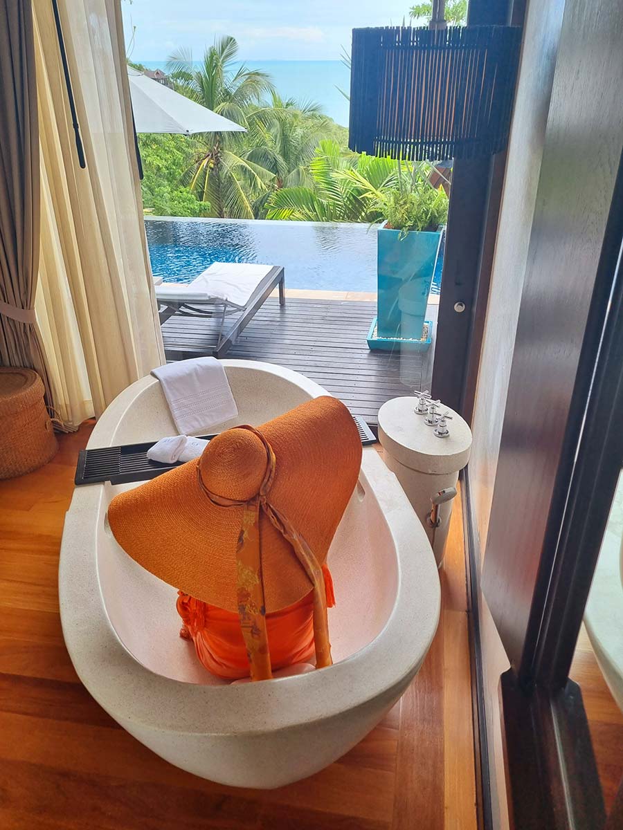 Fourseasons Resort Koh Samui Thailand Gracie Opulanza Orange Straw hat 2023 (4)