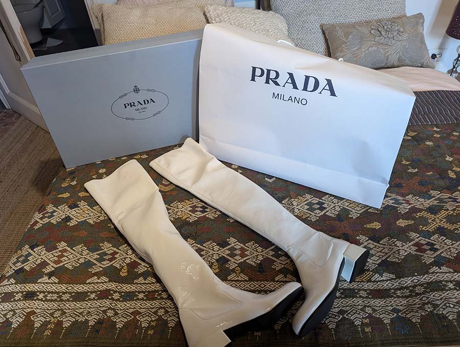 Prada Knee High White Boots Style Tips