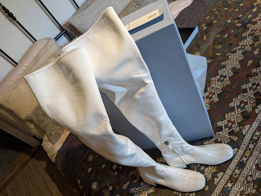 Prada Knee High White Boots Style Tips