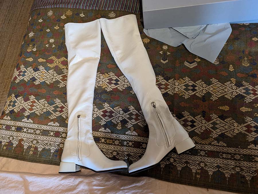 Prada Knee High White Boots Style Tips