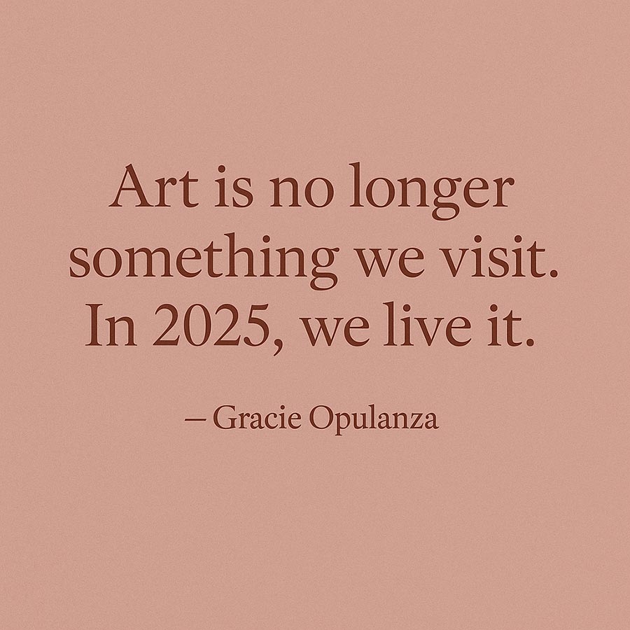 &ldquo;Art is no longer something we visit. In 2025, we live it.&rdquo; &ndash; Gracie Opulanza