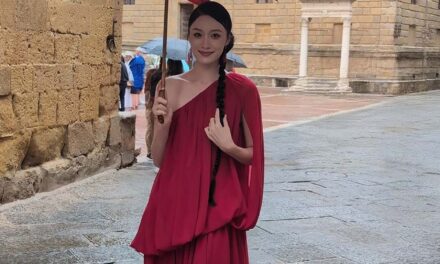 Red Chiffon Gown in Pienza – A Chinese Lady’s Journey Through Tuscany